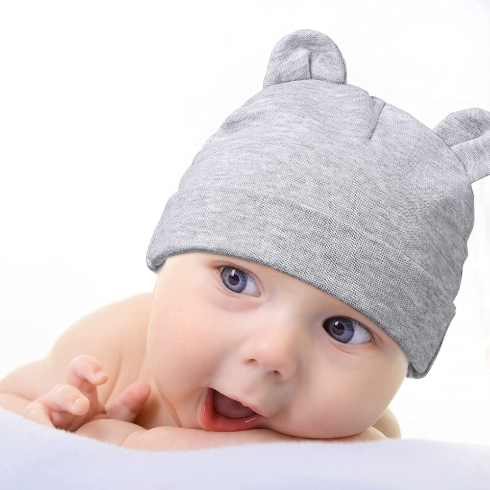 8 Pieces Newborn Baby beanies set Bear Ears Hats Mittens kit toddler No Scratch - Picture 2 of 3